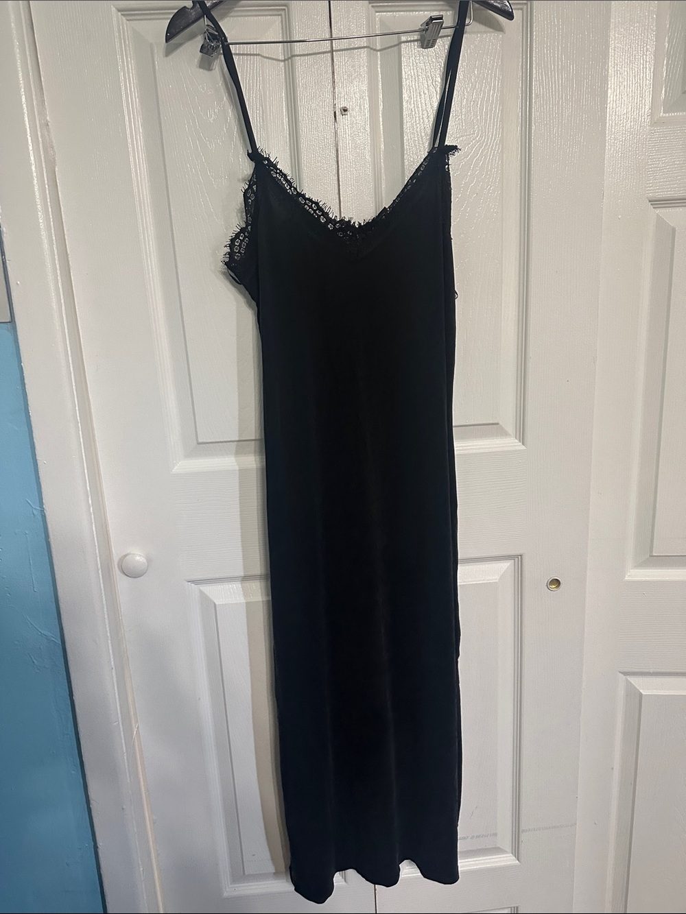Just Female Black Lace-Trim Maxi Slip Dress